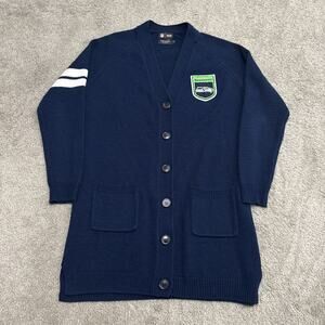 Seattle Seahawks Womens Varsity Cardigan Sweater NFL Blue Button Up Size L/XL